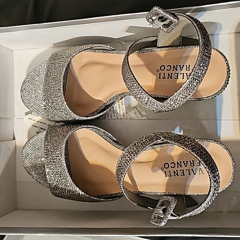 Valentino Franco Pewter Rhinestone Heels